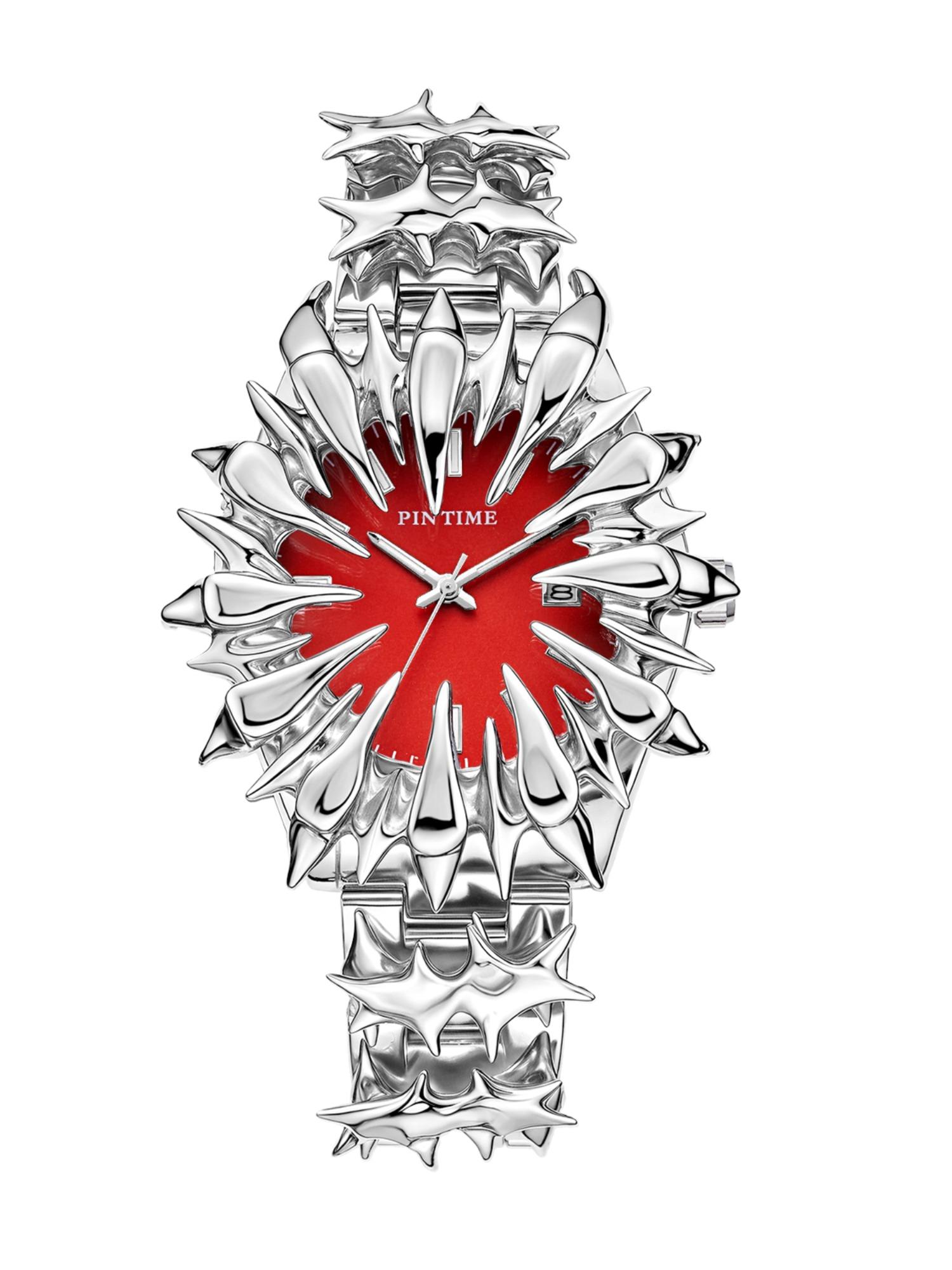 Handmade Quartz Analog Watch, Original European Style Vampire Dragon Scale Spike Design, Unisex Small Batch Wristwatch, Unique Jewelry Accessory