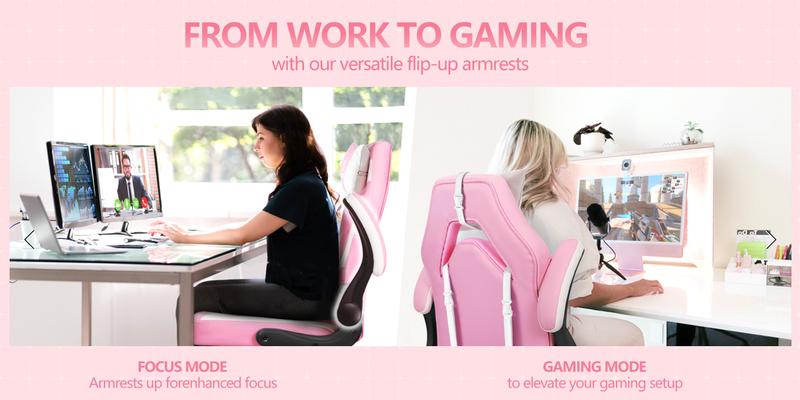 RIMIKING  Ergonomic Gaming Chair,Adjustable Lumbar Support,High-Back Design,Smooth Recline,Soft PU Armrests,Durable and Sturdy,360° Rolling Wheels