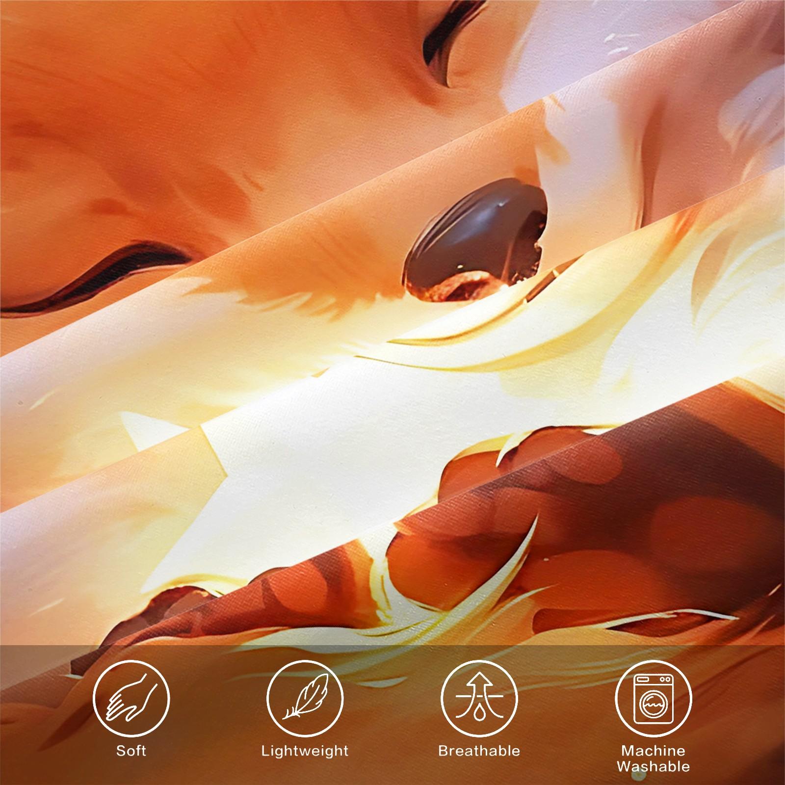 Dreamy and healing little fox-themed fitted sheet set,Includes 1 Fitted Sheet & 2 Pillowcases without Filler,Warm and soft light effect,Gentle and dreamy feel,Warm and anti-pilling,Suitable for all seasons, Comfy Bed Sets