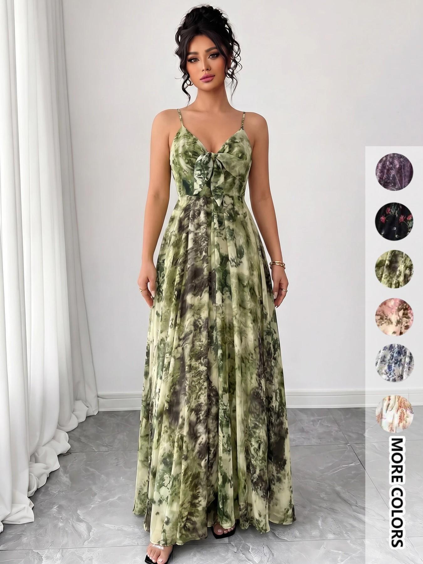 Women's Floral Print Cami Dress, Boho Fashion Casual A Line Dress for Beach Holiday Vacation, Ladies Dress for Summer