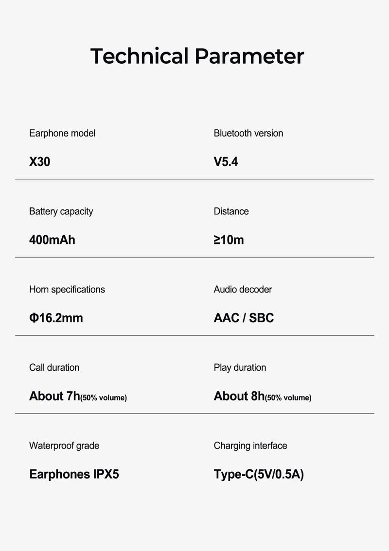 【Buy 1 Get 1 Gift Free】MINISO X30 OWS Wireless Bluetooth Earphones IPX5 Waterproof, MS502 Clip-On Ear Headphones Bluetooth 6.0 Headsets, with Heart Rate Monitoring, 35Hours Play time, Light-Weight Headphones Built-in Microphone