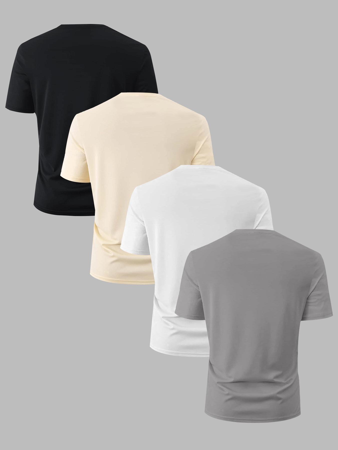 Men's Versatile Cow Head Animal Print T-Shirt 4 Pack, Summer Round Neck Short Sleeve, Casual Comfortable Top for Outdoor Wear