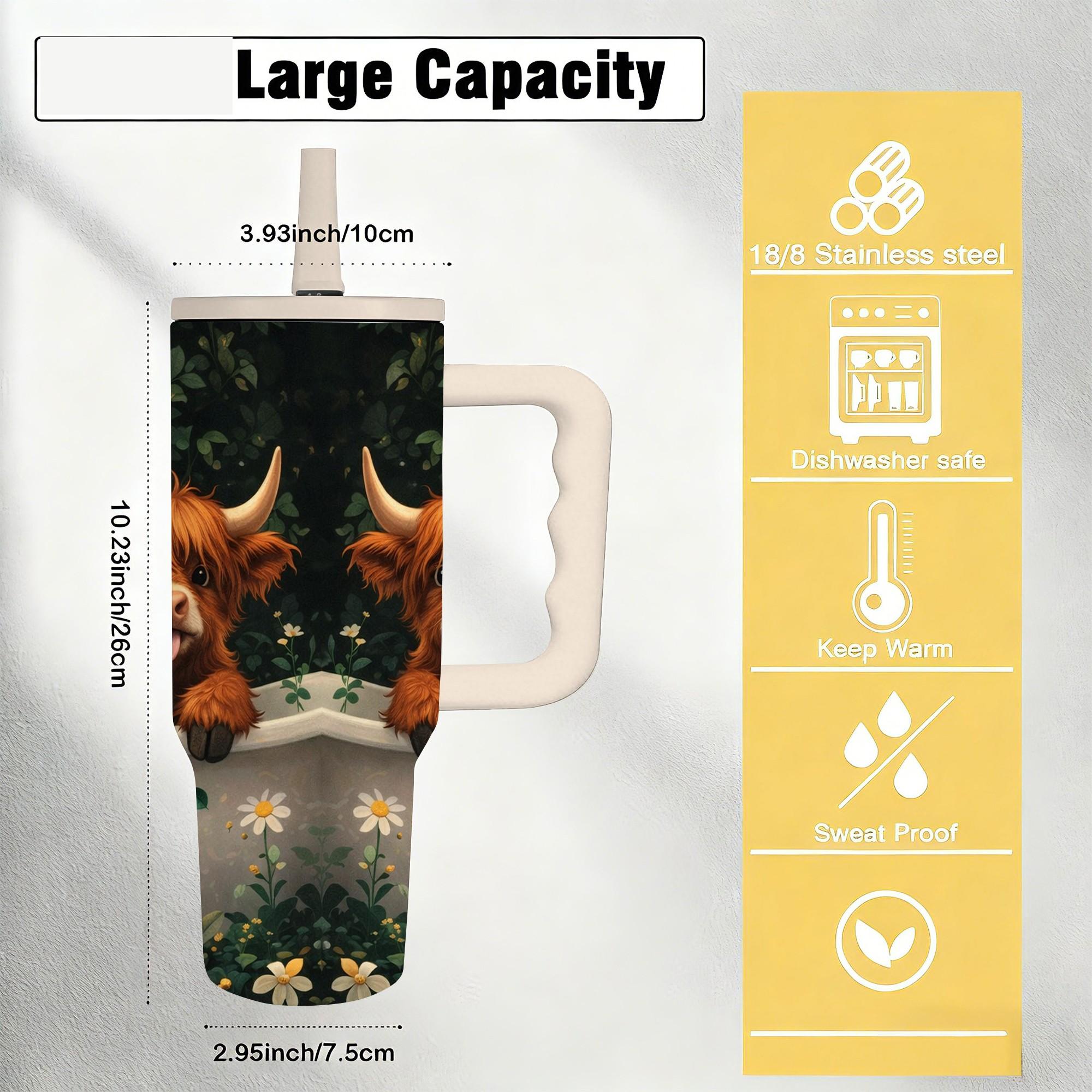 40 Oz Tumbler with Handle and Straw, 100% Leakproof Insulated Water Bottle, Stainless Steel, Cup Holder Friendly, 40oz Mist Color