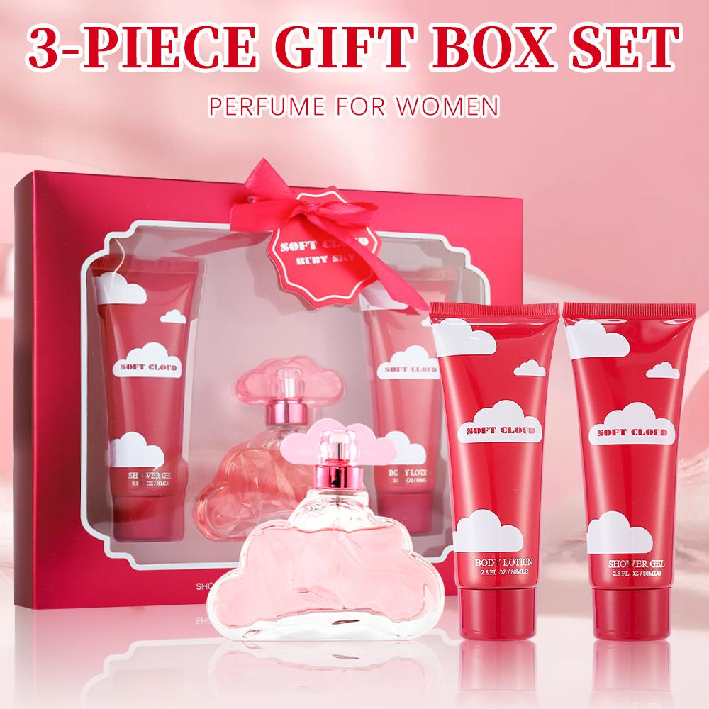 Bath and Body Gift Set for Women & Girls 1.7fl.oz Eau de Parfum Spray 2.8fl.oz Shower Gel 2.8fl.oz Body Lotion Women's Fragrance Sets POUCH Gift for Women Body Care Travel Set for Birthday Christmas New Year Gifts
