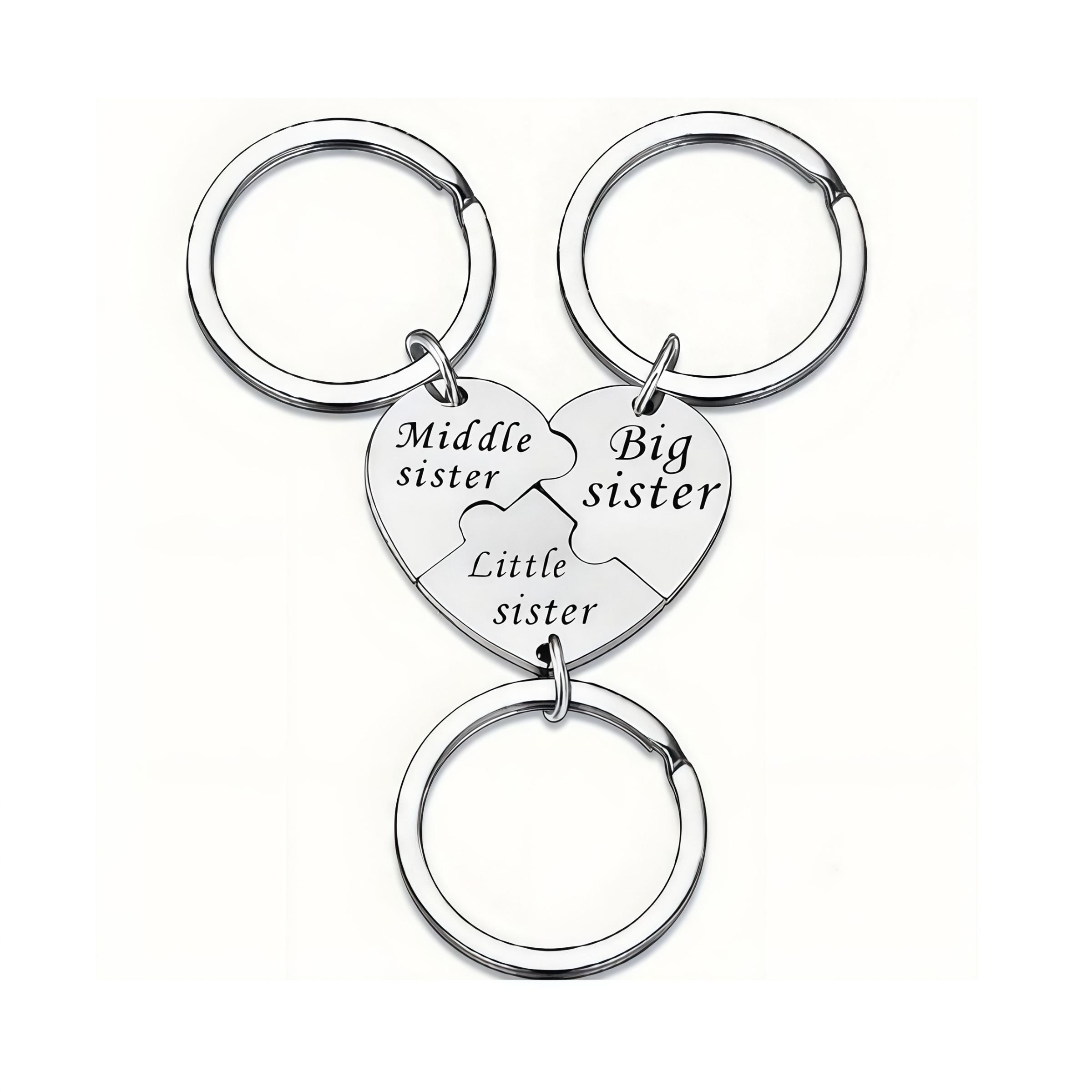 Set of 3 Heart-Shaped Keychains for Sisters, Perfect Gift for Your Favorite Sister, Unique Sisterly Gifts Set, Ideal Present for Special Occasions