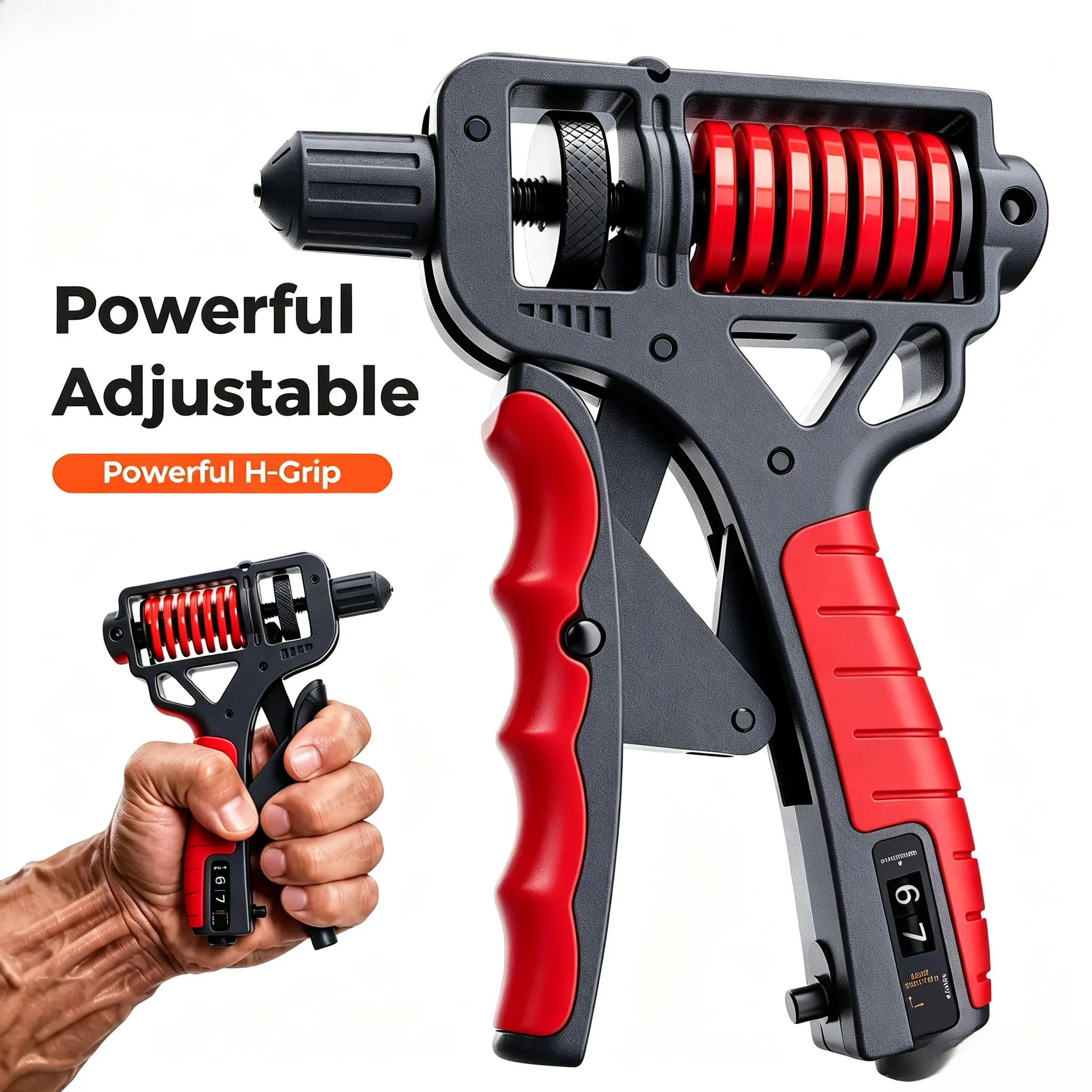 Unisex H-Shaped Ergonomic Grip Strengthener - Adjustable 10-660LBS Resistance Strength Training Equipment for Grip Workouts, Hand Fitness, Forearm Exercise, Muscle Relaxation Therapy