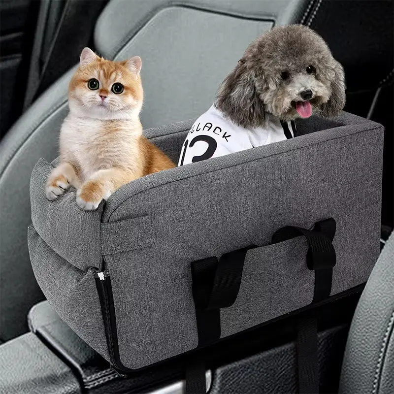 Portable Foldable Car Pet Carrier, Breathable Car Pet Seat with Safety Belt, Pet Travel Supplies for Small Dogs & Cats