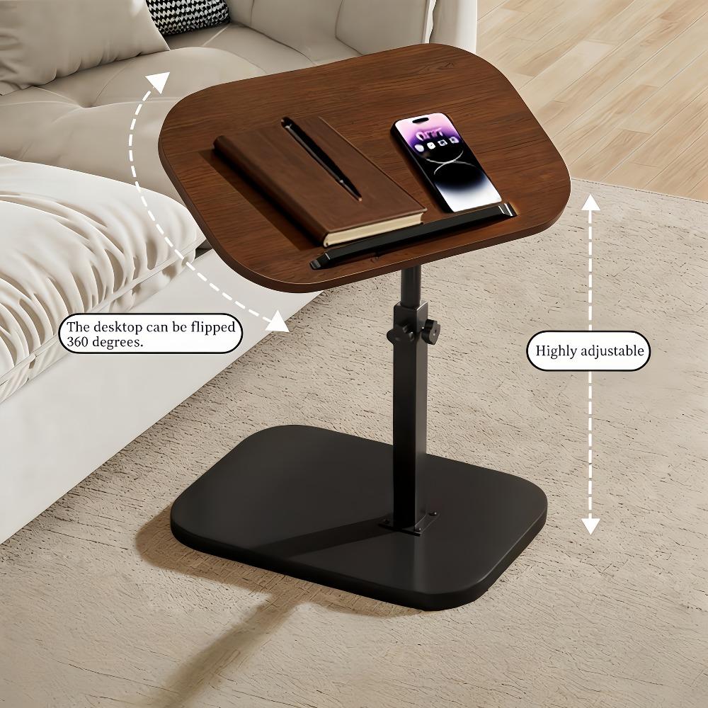 Height-adjustable desk featuring a 360° swivel tabletop, sturdy legs and a stable surface — this space-saving compact desk is ideal for home offices, gaming, living rooms and bedside use. It can support the weight of laptops, books and snacks,