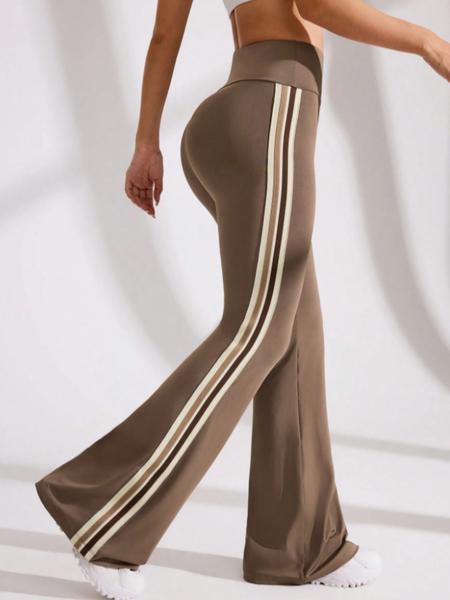 Women's Halloween High-Waisted Sporty Yoga Pants, Gym Sportswear Bottoms, Tight-Fitting Knit Fabric Colorblock Design, Fall & Winter Casual Wear