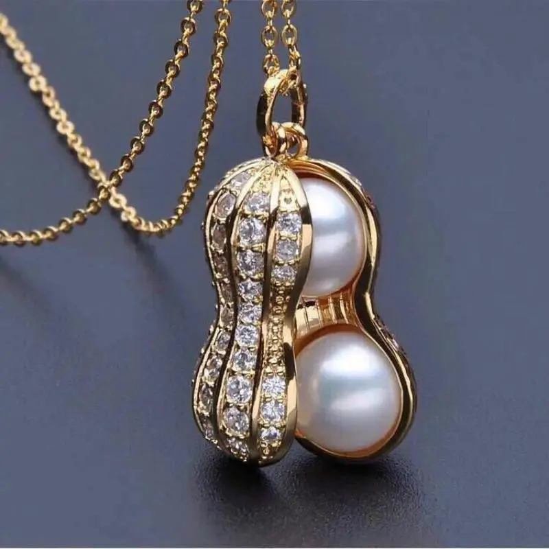 Moana Kolye Collares Women's Natural Freshwater Pearl Necklace Peanut Pendant Korean Clavicle Chain Luxury Party Jewelry