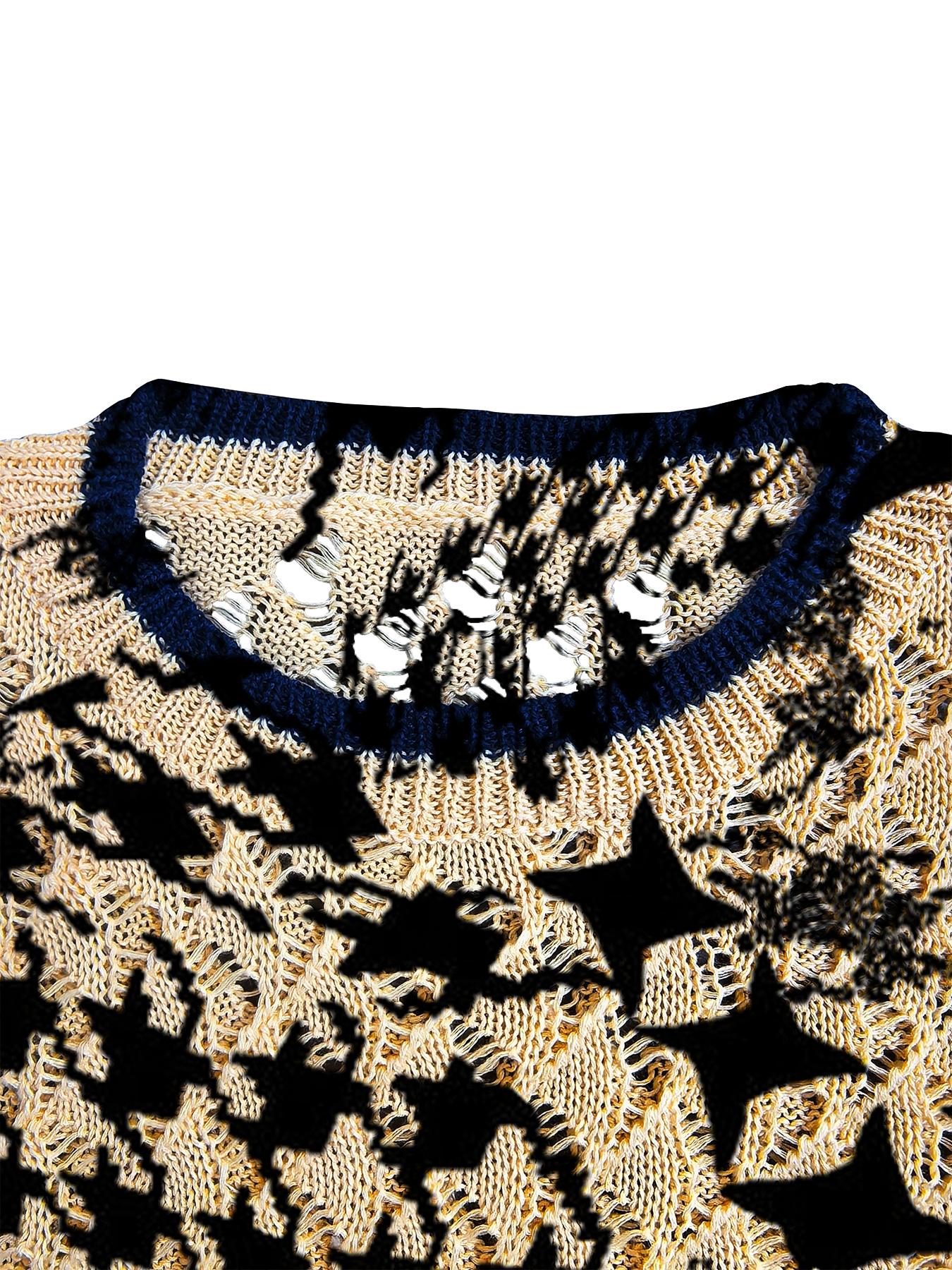 Women's Elegant Artistic Quilted Star Print Round Neck Sweater Vest, Casual Sleeveless Knit Top for Spring Summer Fall