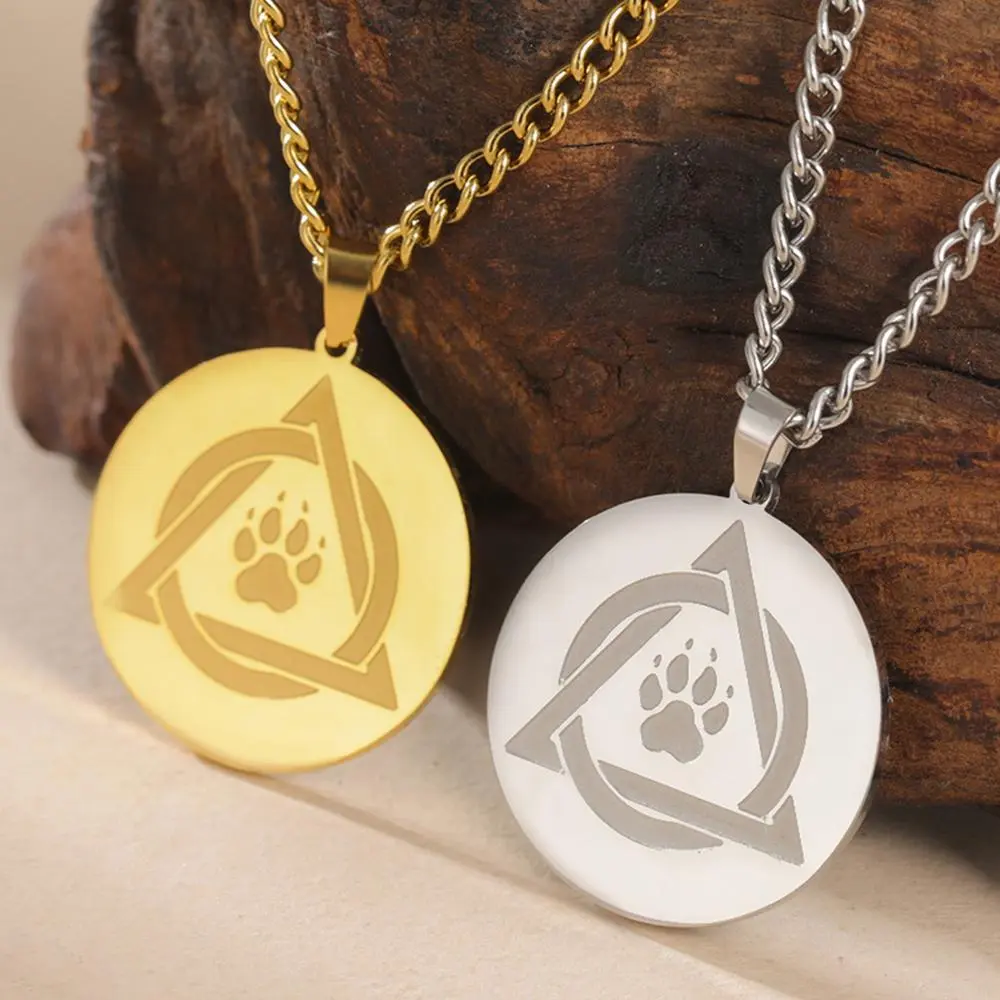 Dawapara Therian Symbol Necklace Norse Wolf Claw Animal and Nature Vintage Men Necklace Stainless Steel Jewelry