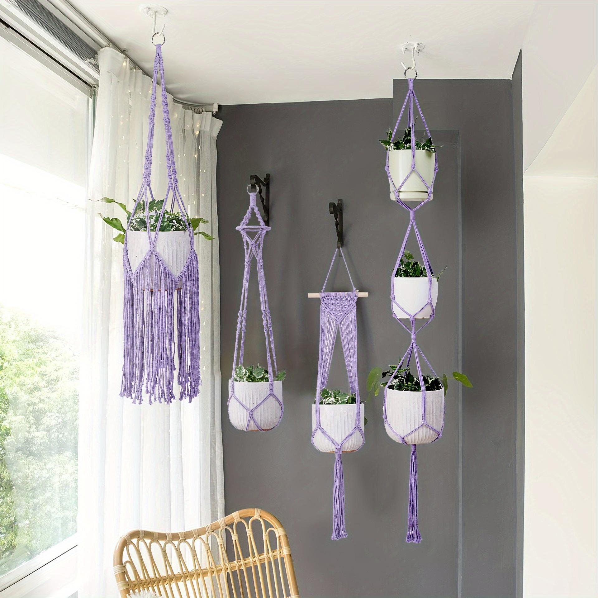 6-Pack Handmade Woven Plant Pot Hangers, Indoor And Outdoor Flower Pot Hanging Baskets, Handmade Woven Plant Hanging Stands, Suitable For Bohemian Home, Patio, And Garden Decoration (Plants And Flower Pots Not Included)