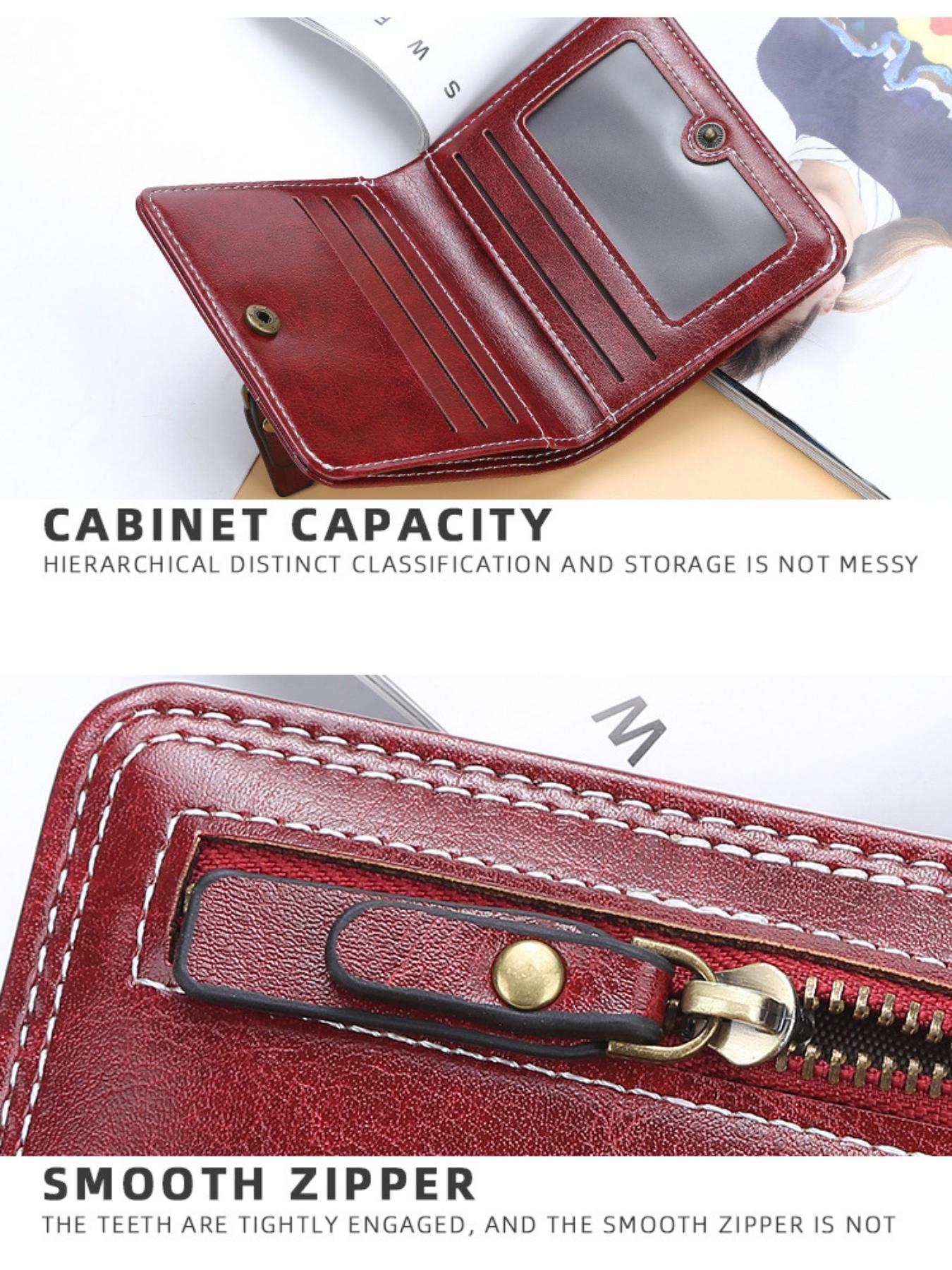 Women's Short Vertical Wallet, Vintage Fashion Style, Multiple Card Slots with Zipper Coin Pocket, Casual Daily Use Commuter Purse