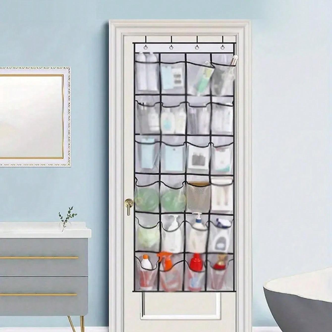 Wall-Mounted Shoe Rack Organizer, 14/24 Grid Storage Shelf with Mesh Pockets, Transparent Hanging Door Box, Home Organization Essentials