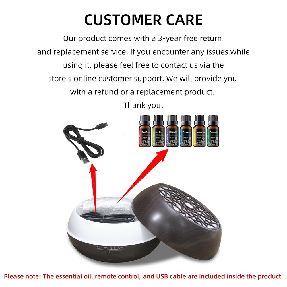 16.91oz 5-in-1 Essential Oil Diffuser for Clean Air, Humidity Control & Calming Aromas (Includes 6 Oils, Auto-Off Timer)