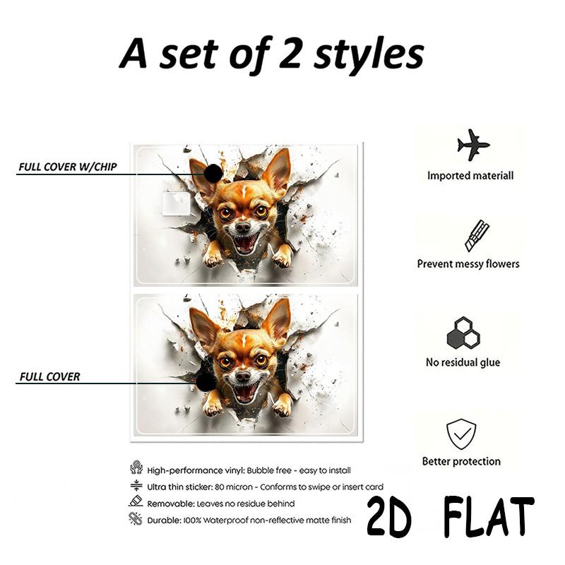 2-Pack Dog Pattern Credit Card Stickers, Ultra-Thin Waterproof Scratch-Resistant, Personalized Bank Card Decorative Stickers, Durable Waterproof Stickers