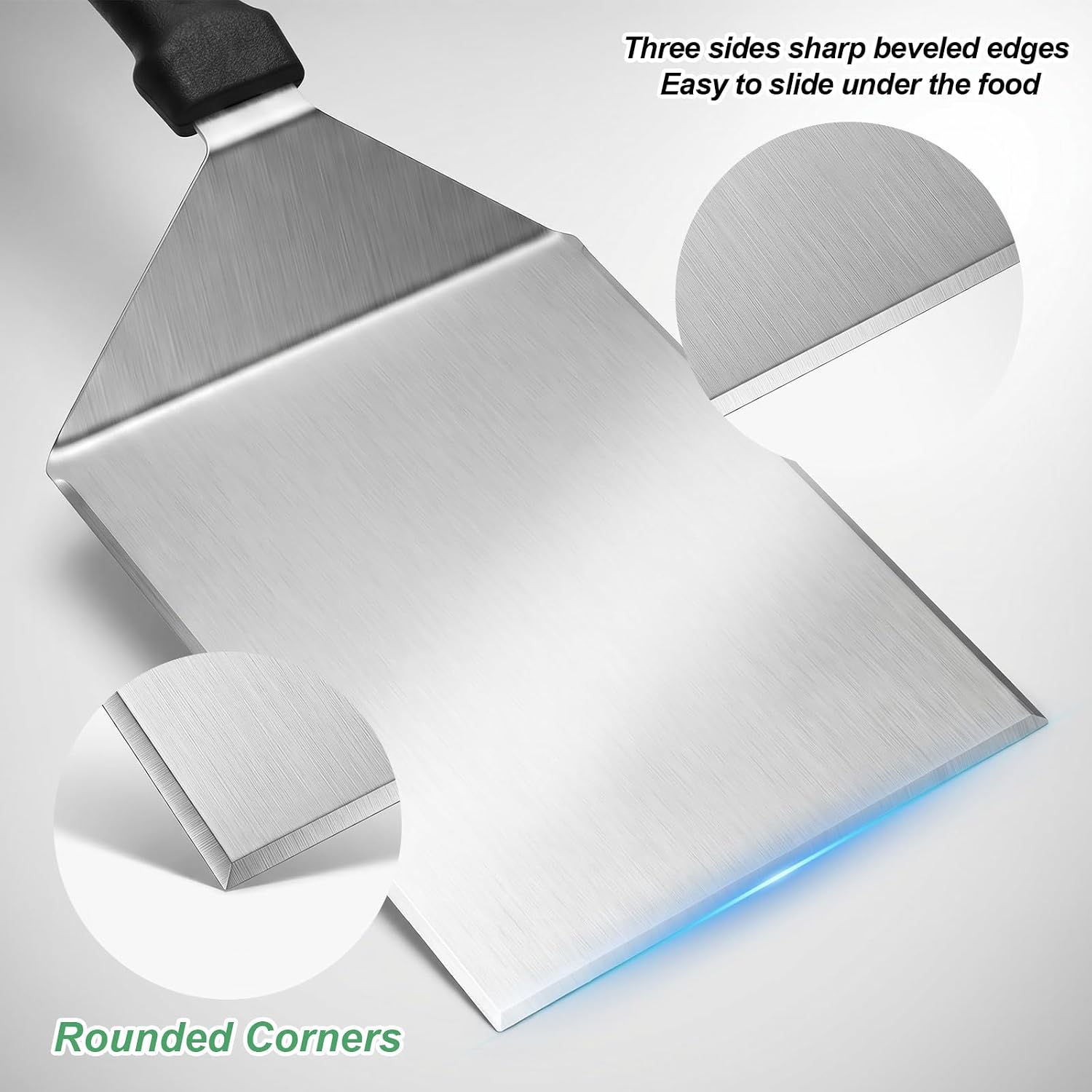 Extra Wide Metal Smash Burger Spatula with Beveled Edges 6 x 5inches | Heavy Duty Stainless Steel Large Metal Spatula for Grill, Griddle, Pizza, Fish, Meat, Pancake Flipper Turner, Dishwasher Safe