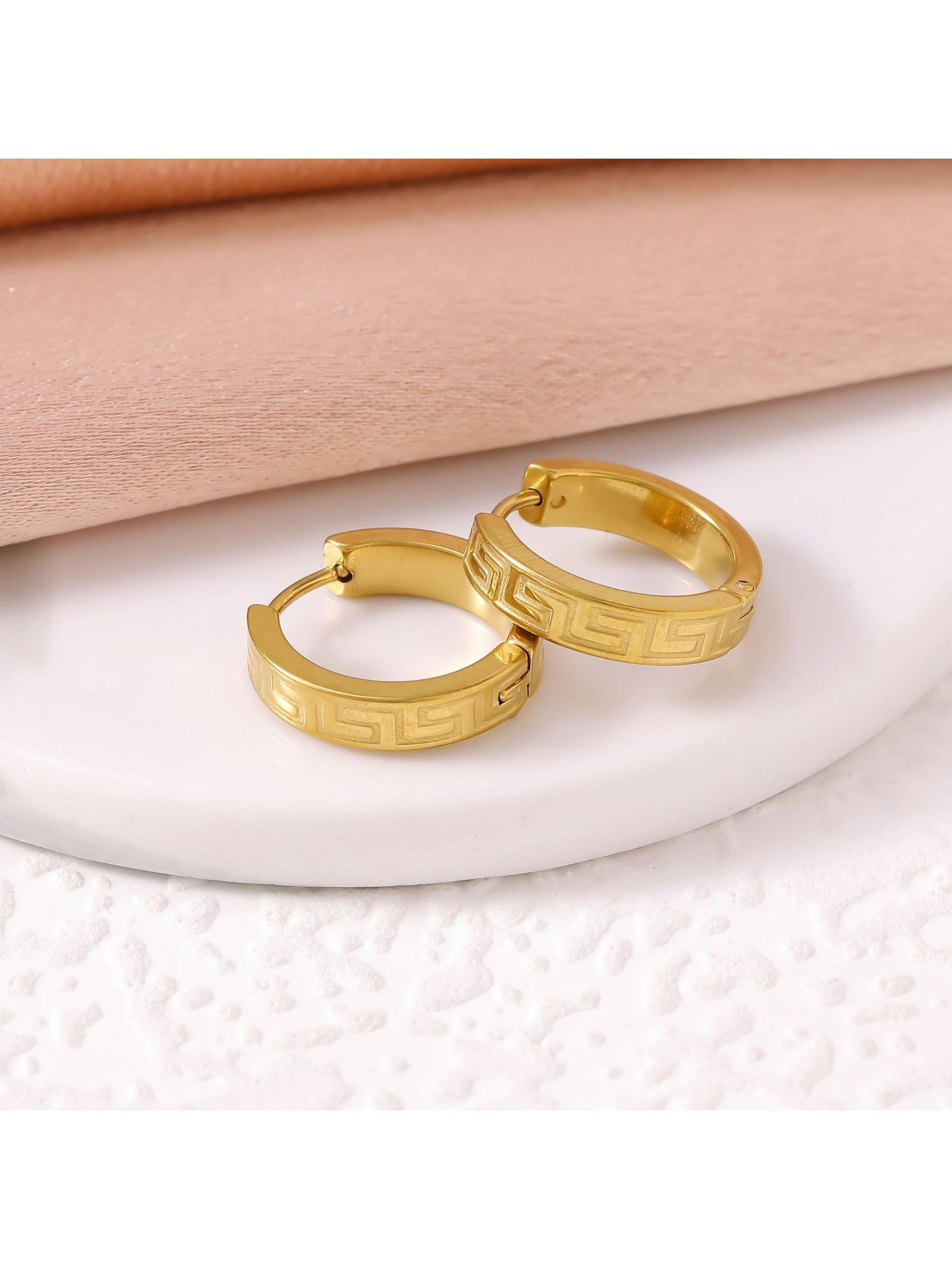 High-end Great Wall pattern three-dimensional design, versatile and trendy titanium steel ear buckles, fashionable and light luxury stainless steel earrings