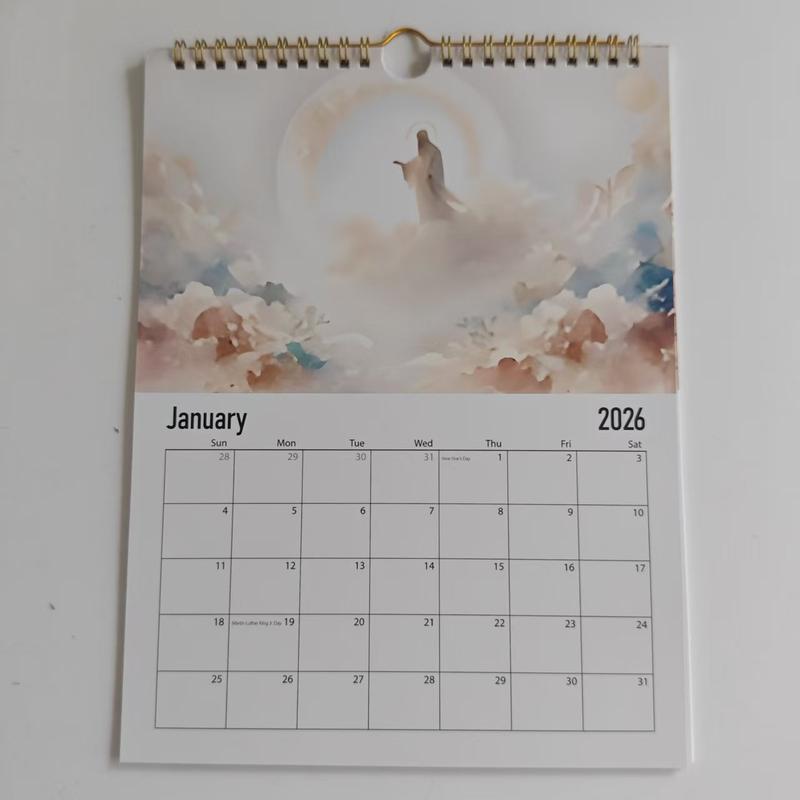 2026 Jesus and Lamb Calendar, Printable Bible Poster Image Calendar, Living Room Decor, Bedroom Modern Decoration