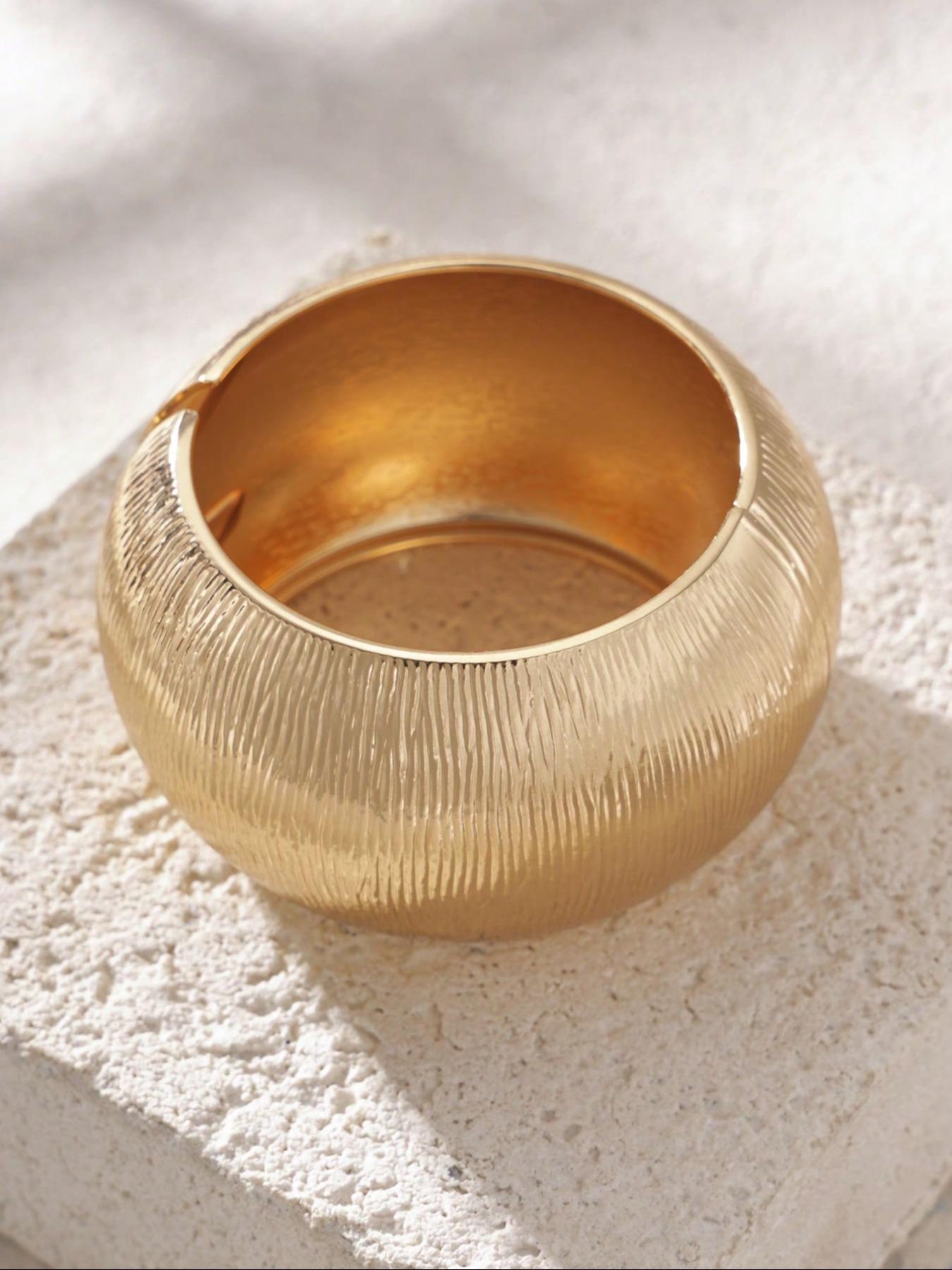 Chunky Cuff Bracelet for Women, Bold Wide Bangle, Retro Textured Metal Design, Perfect for Parties & Holidays