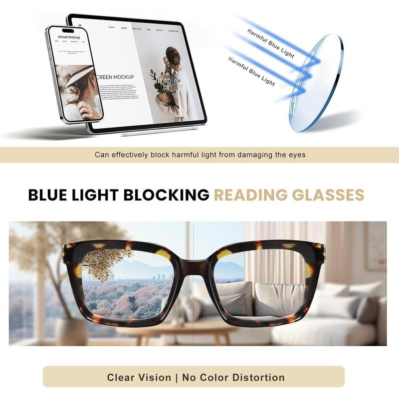 RESJOK 3 Pack Classic Square Frame Reading Glasses for Women Men - Blue Light Blocking Readers ,Anti-Blue Light Glasses for Reading and Working,Anti Glare/Eyestrain Spring Hinge RESJOK 3 Pack Classic Square Frame Reading Glasses for Women Men - Blue Light Blocking Readers ,Anti-Blue Light Glasses for Reading and Working,Anti Glare/Eyestrain Spring Hinge