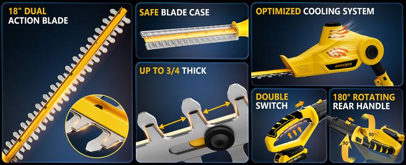 Alloyman 20V MAX Pole Hedge Trimmer,Telescoping Pole Hedge Trimmer,with 2 Packs 2.0Ah Batteries & Charger,8 Feet Hedge Trimmer for Shrubs Pruning