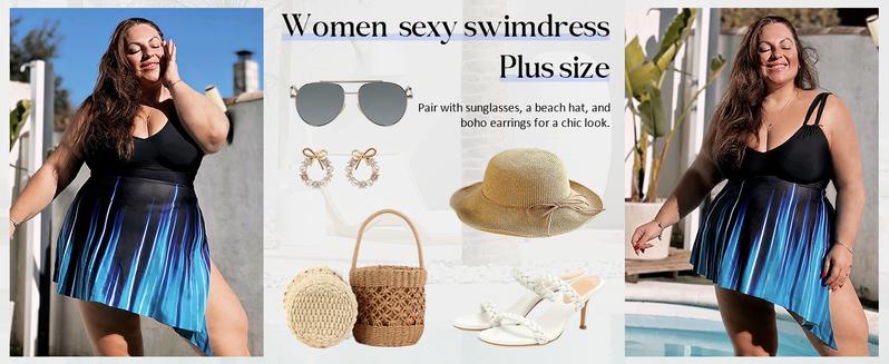 Hanna Nikole Women Plus Size Two Piece Tankini Swimdress V Neck Halter Floral Asymmetrical Hem Swimsuit with Boyshort #TikTokShopBlackFriday