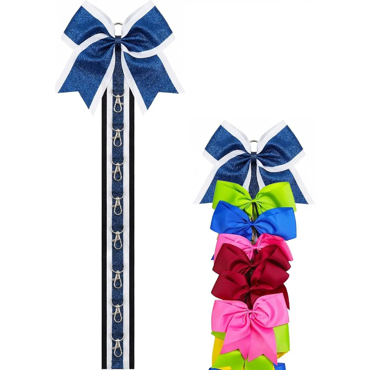 Glitter Large   Bows Holder, Wall Hanger for Cheerleading Teen Girls High School College , Navy