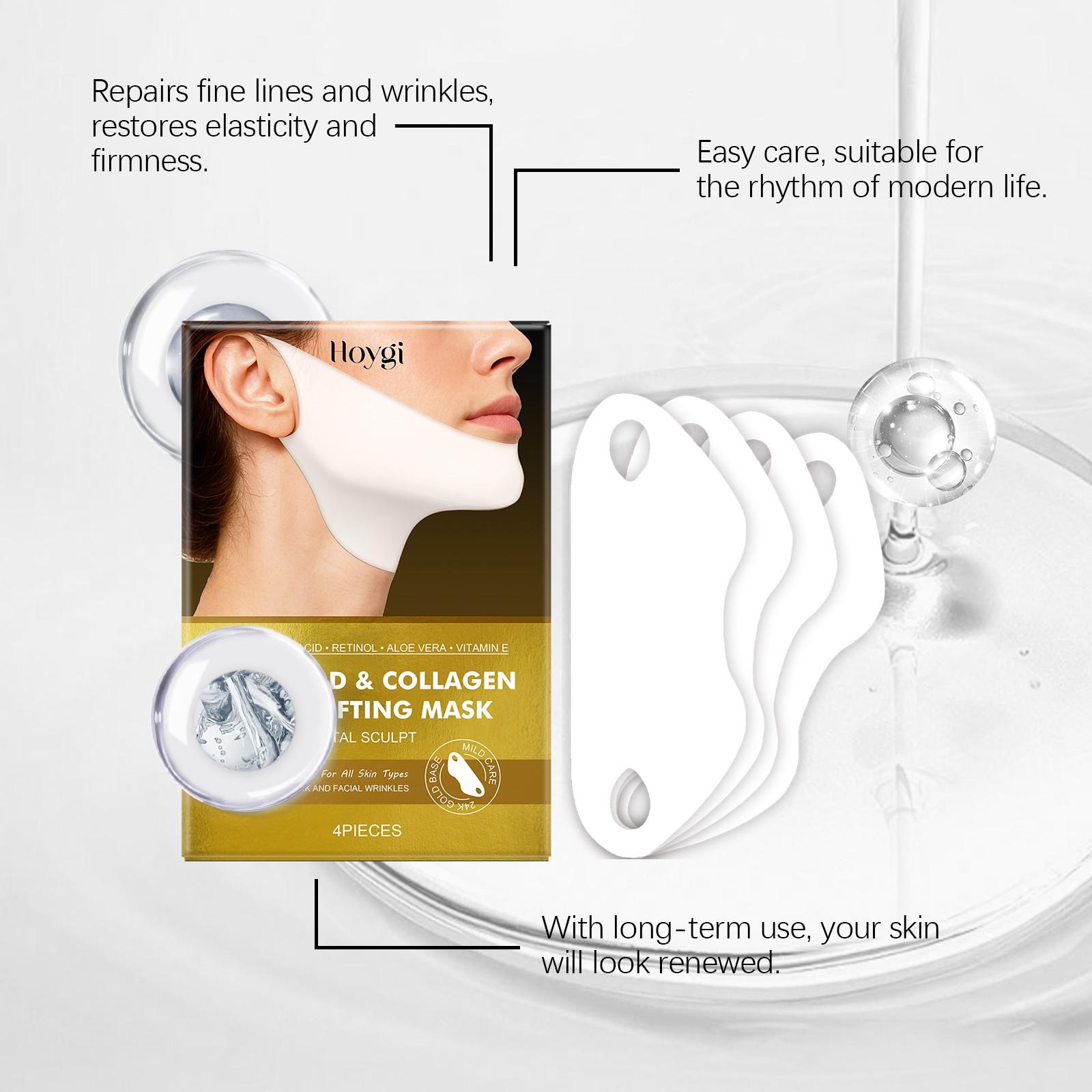 Collagen Retinol Neck & Chin Mask, 4 Counts/box Nourishing Neck & Chin Lifting Masks, Hydrating Skin Care Product for Women & Girls, Body Care, Neck Mask Firming Products