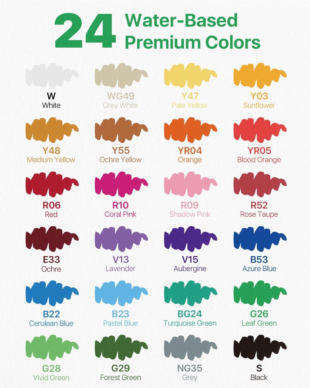 [JusArt] 24/18 Colors Flexible Tip Acrylic Marker Set, Waterproof Flexible Tip Acrylic Markers, Premium Paint Pens for Various Surfaces, Acrylic Paint Markers, Markers for Coloring, Art Supplies, Acrylic Marker, Coloring Supplies