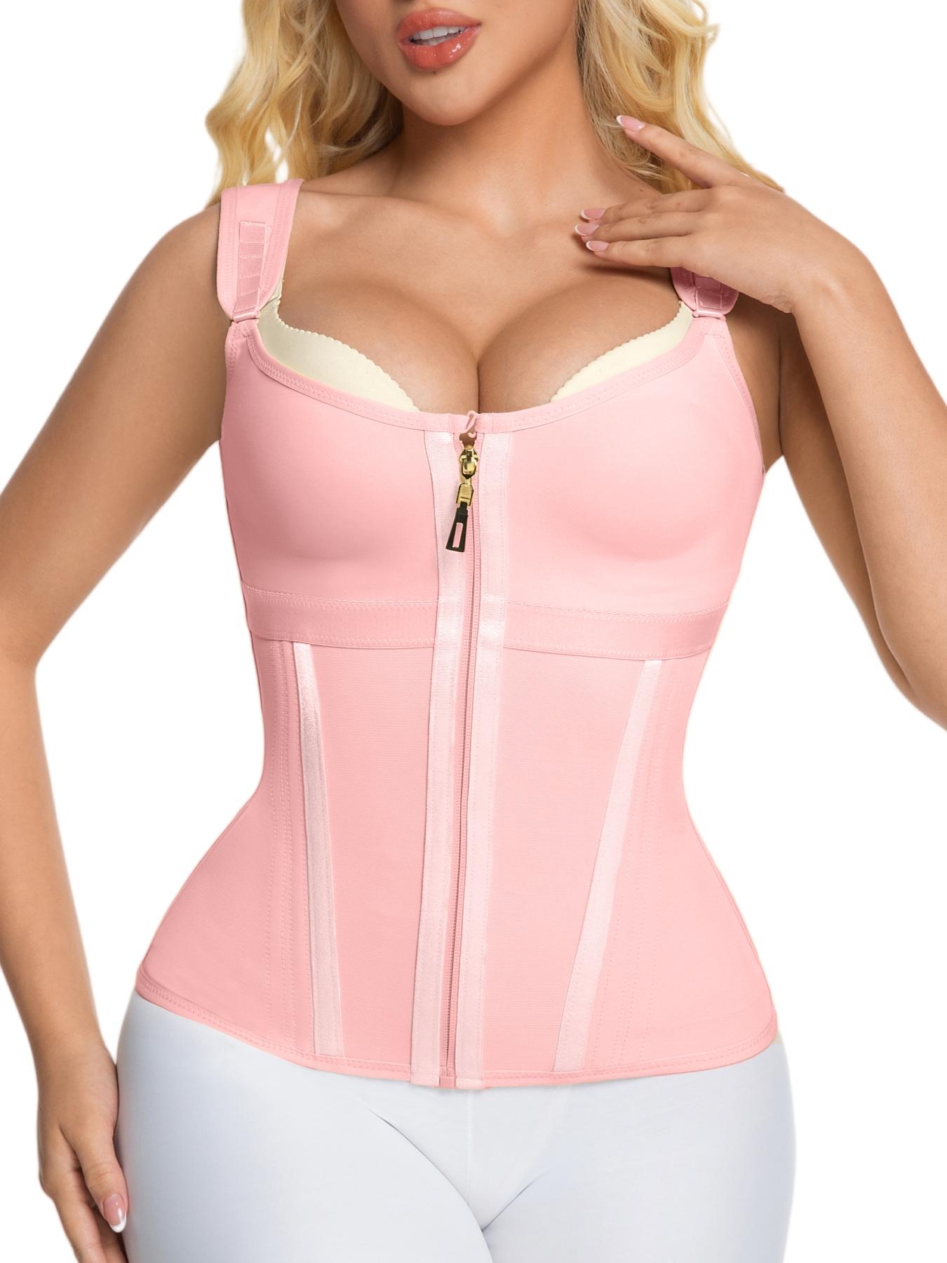 Jmk Fajas Waist Shapewear for Women with Bra Breathable Compression Tummy Control Smooth Fit Girdle Workout Shapewear with Adjustable Shoulder Strap, Waist Trainer, Shapewear Top, Suitable for Daily Wear Or Sports, Womenswear, Body Shaping Vest