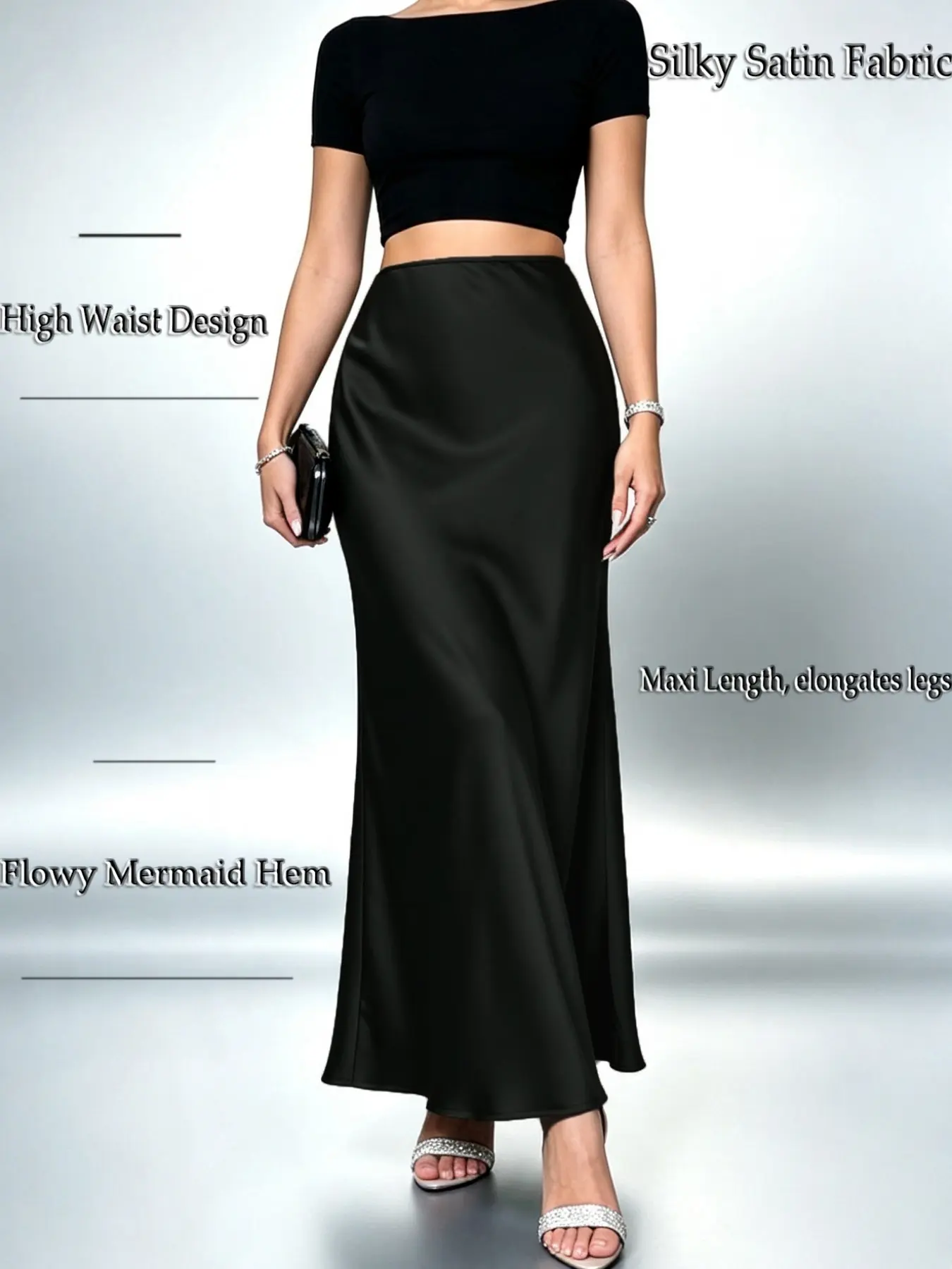 Elegant Fish Tail Midi Skirt for Women, Lightweight Luxe Flowing Design, Perfect for Office, Dates, Parties, Versatile & Comfortable