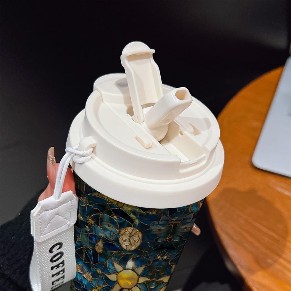 Abstract Moon Sun Coffee Cup, Portable Insulated Tumbler, Heat/cool Keeper, Boho Style, Ideal for Office, Travel, Sports, Golf