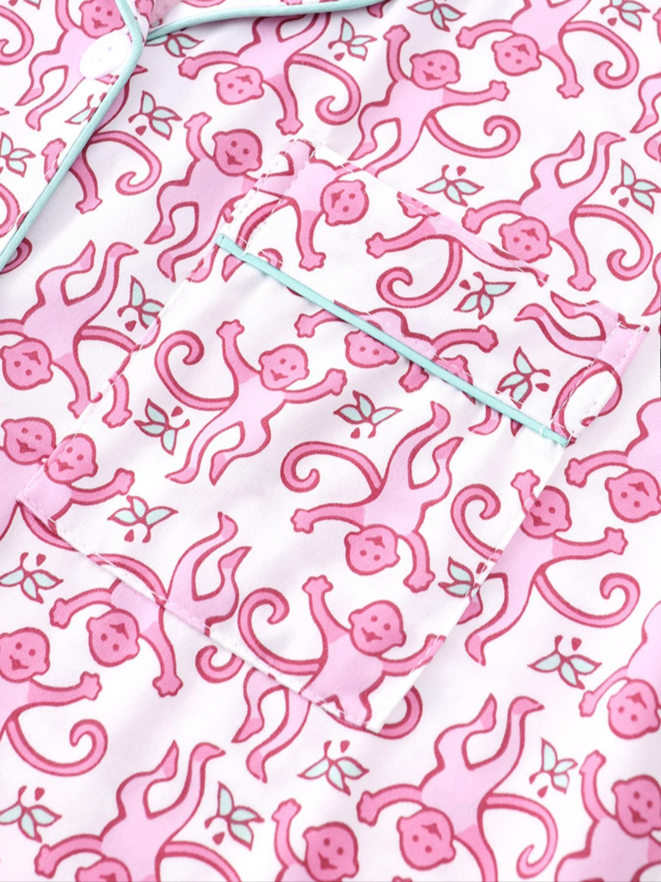 Women's All over Print Pajama Set, Comfortable Sleepwear and Loungewear for All Seasons, Includes Top Shorts and Pants, Home Wear