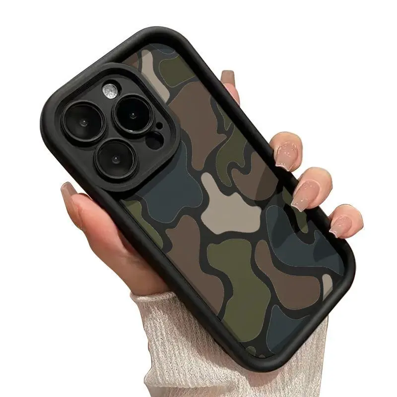 Durable Rugged TPU Bumper Cellphone Case with Camera Lens Guard - Matte, Finger Smudge-Resistant, Straight Edge, Shockproof Casing Cover for iPhone 17,16 Pro Max,15 Plus,14,13,12,11,Air,XR,XS,SE - Camouflage Mobile Accessory