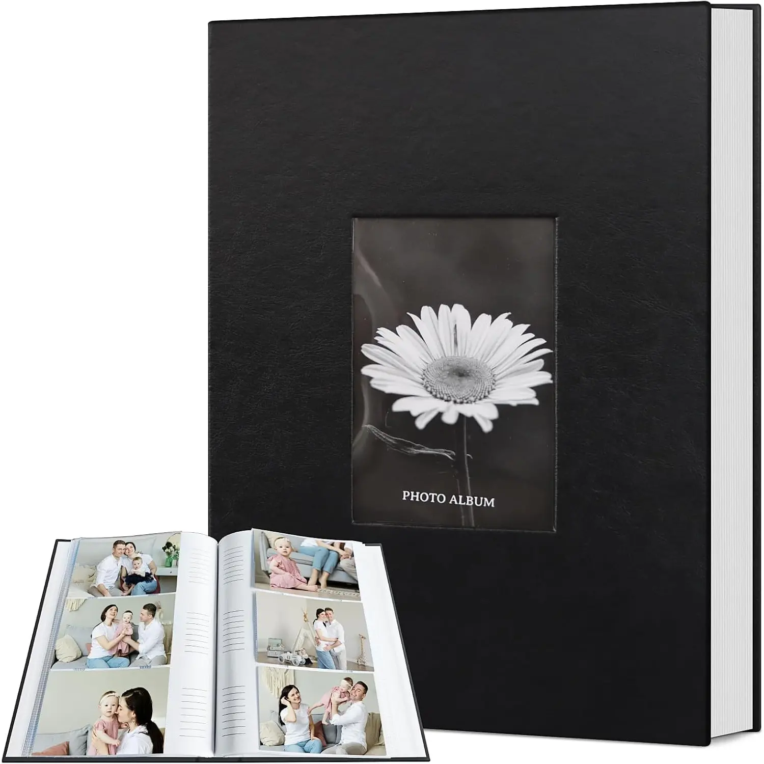Photo Album 4x6 300 Photos with Writing Space, Leather Cover Album with Display Picture Window, Photo Book for Wedding Family Baby Gift