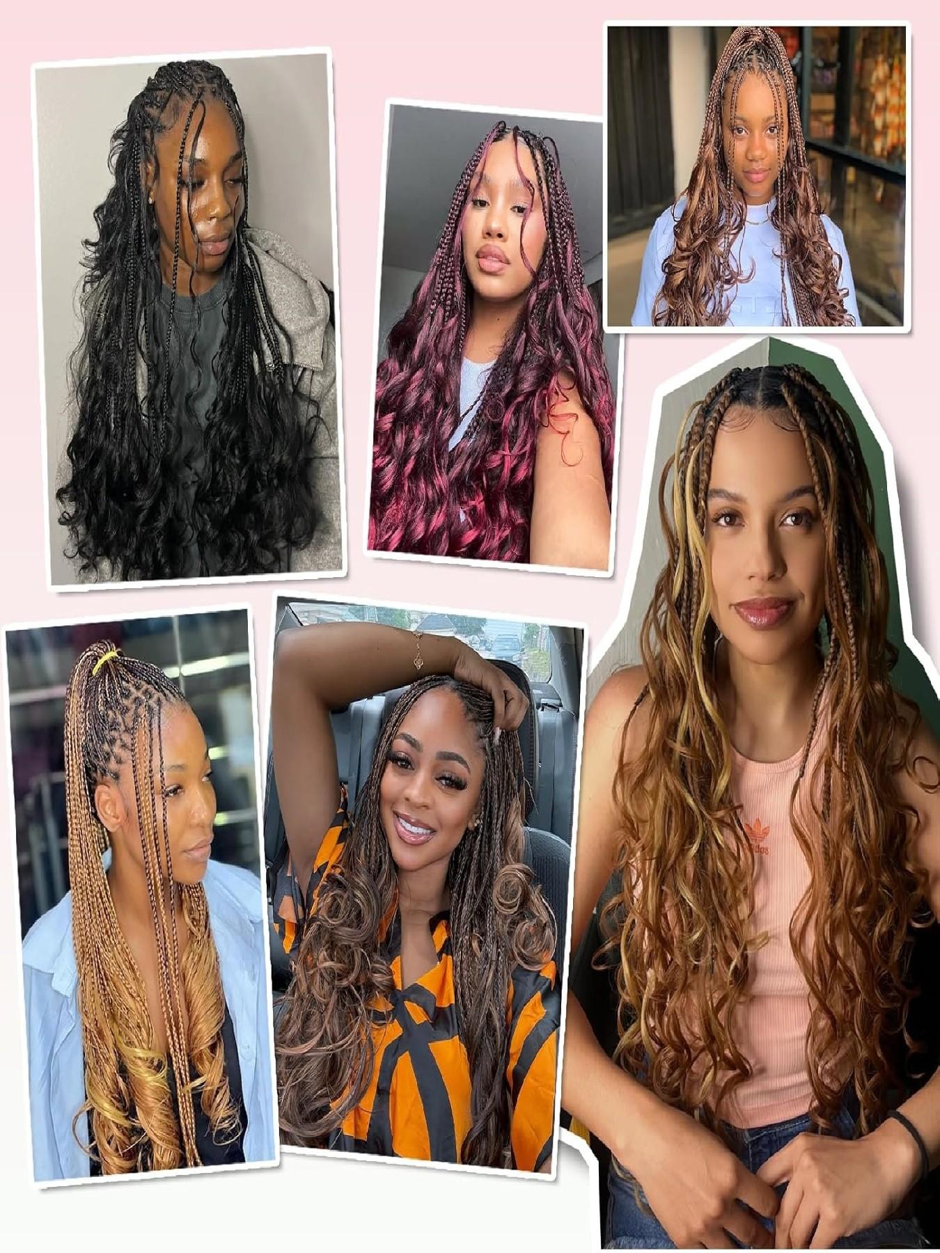 French Curl Braiding Hair 24 Inch 4 Packs Loose Wave Braiding Hair for Braids and Twists Soft Bouncy Curly Crochet Hair for Women Skin-friendly Easy to Braid Hair Extensions