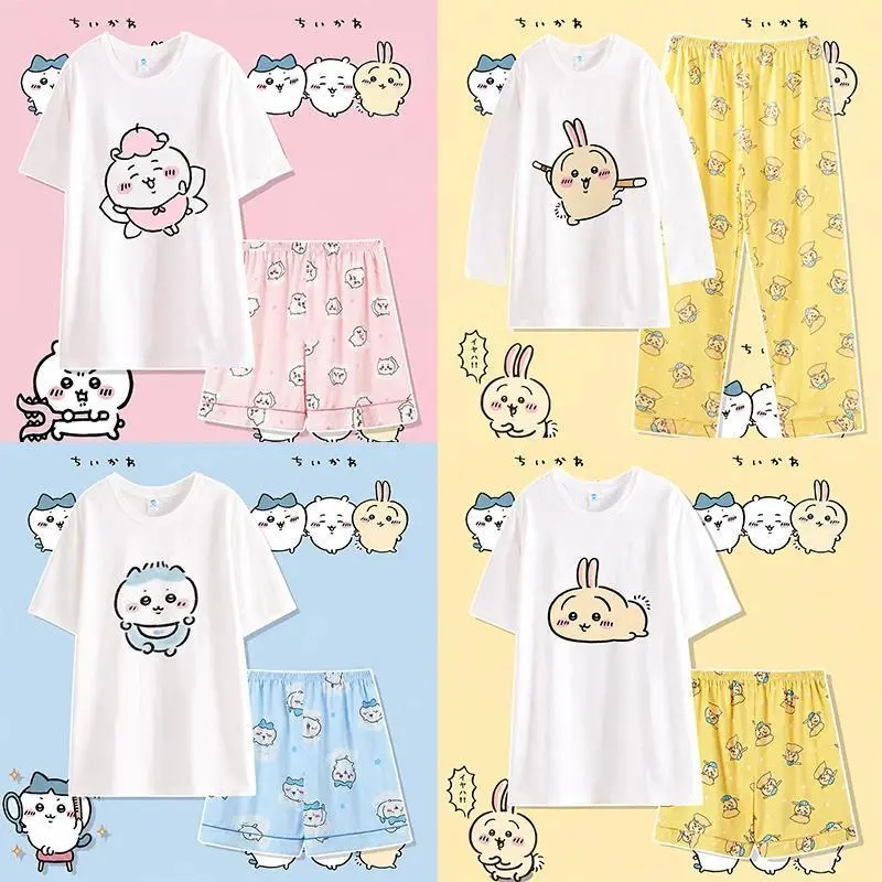 Kawaii Usagi Hachiware cosplay Anime Pajama Set Loose Suit Cartoon Loose Cotton Loungewear Casual Home Sleepwear girl's clothes