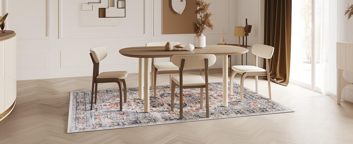 BESTSWEETIE Washable Rugs Vintage Area Rugs Boho Rugs for Living Room Carpet for Bedroom Living Room Kitchen Distressed Indoor No Pile Anti-skid Non-slip for Home Decor Decorative Floor Mat