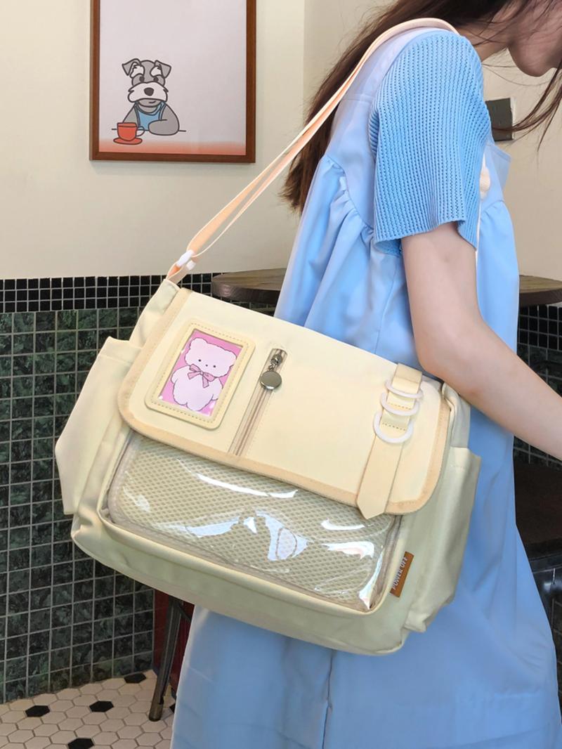 Fashionable and multifunctional shoulder bag, simple multi-pocket design transparent shoulder crossbody bag, casual versatile shoulder handbag, niche and suitable for daily commuting, shopping, etc., Crossbody Tote Bag