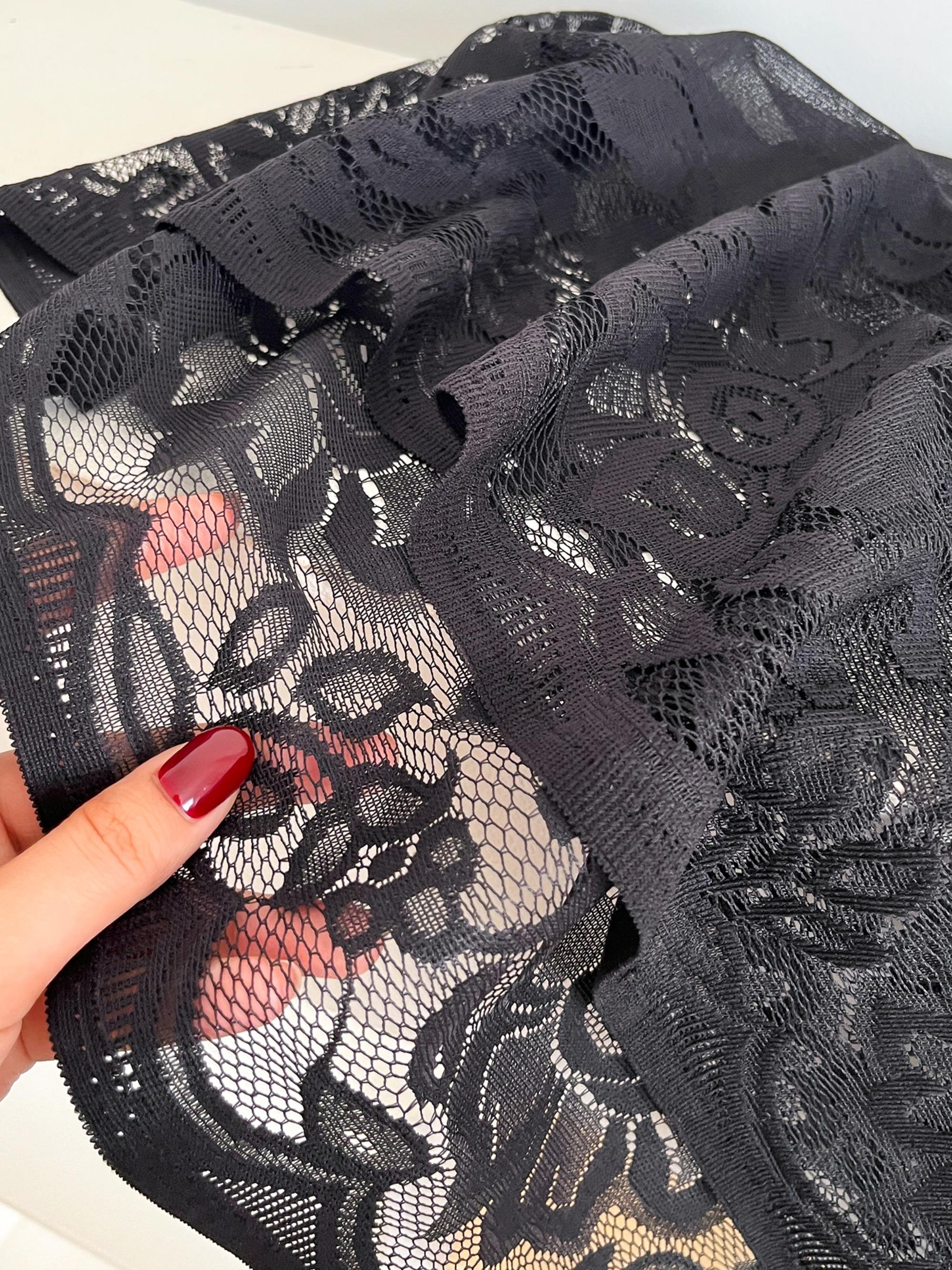 Women's Floral Lace Shawl Wrap, Elegant Sheer Scarf with Fringe Trim, Lightweight Casual Soft Accessory for Daily Wear, Casual Soft Shawl, Floral Print Shawl