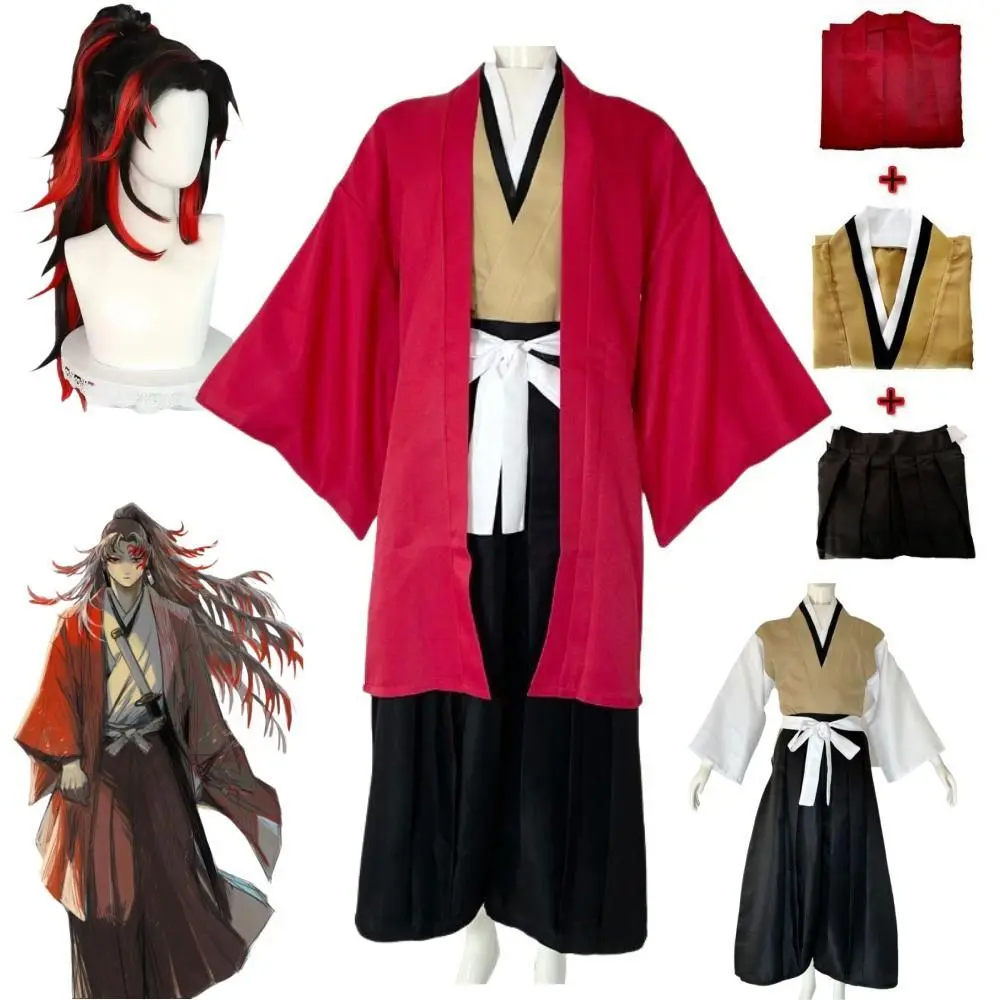 Anime Tsugikuni Yoriichi a1 Cosplay Wig & Kimono Set, Halloween Party Costume for DIY Cosplayers