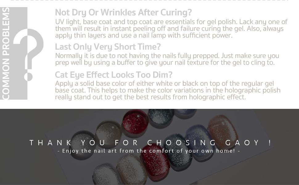 GAOY Holographic Glitter Cat Eye Gel Polish Set of 6 Colors with Free Magnet Holiday Gift Pick UV LED Soak Off Nail Polish Home DIY Manicure Nail Salon Varnish