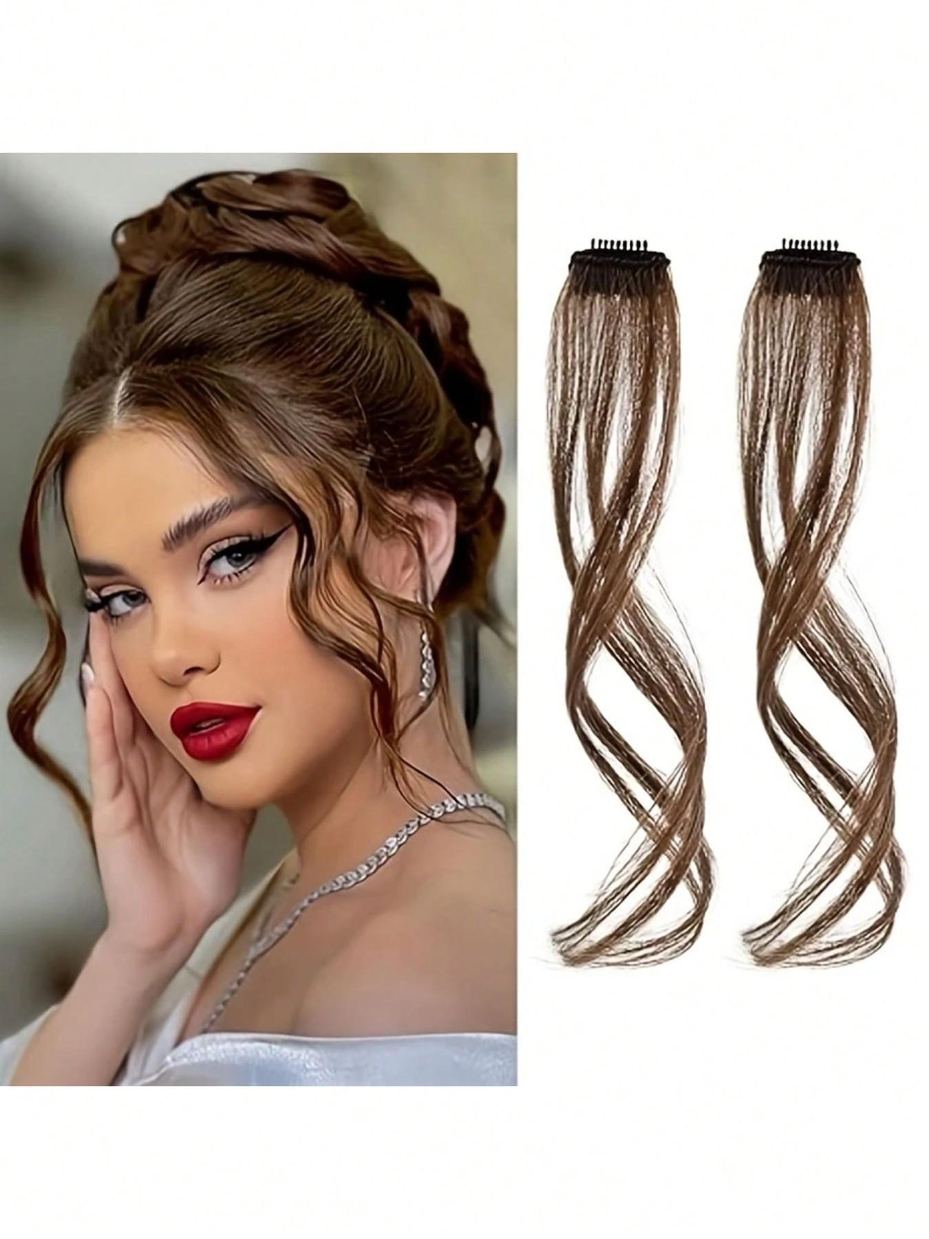 Elegant Body Wave Clip-Invisible Synthetic Dragon Beard Side Bangs ，In Hair Extensions, High Temperature Fiber, Women'S Side Bangs, Christmas Music Festival Hairpiece Temples for Daily Wear, Natural Look for All Hair Types