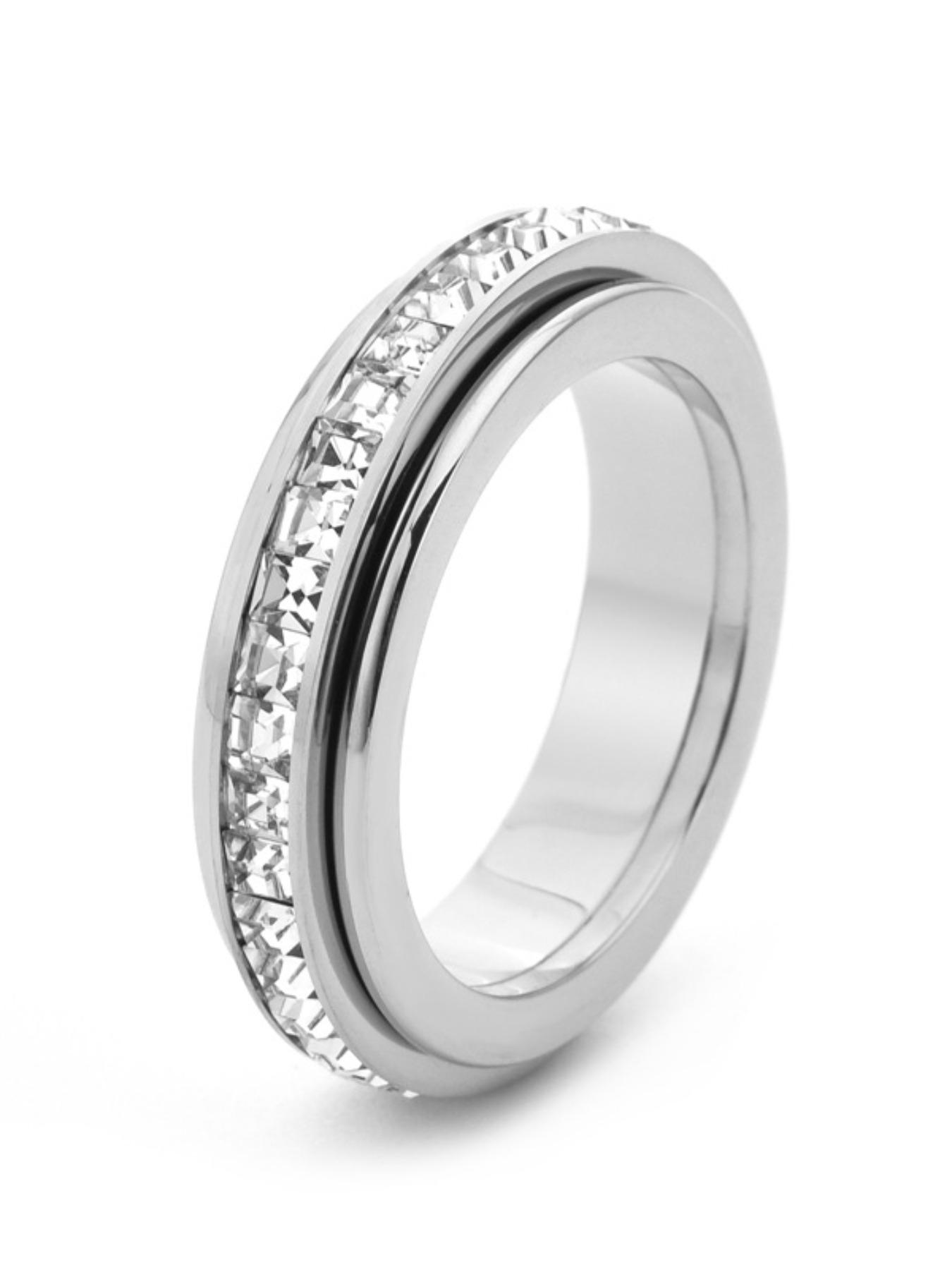 Rotatable Anxiety Ring with Cz Gemstone, Unisex Stress Relief Fidget Toy, Perfect Wedding Promise Gift, Fashion Promise Ring, Men and Women Jewelry