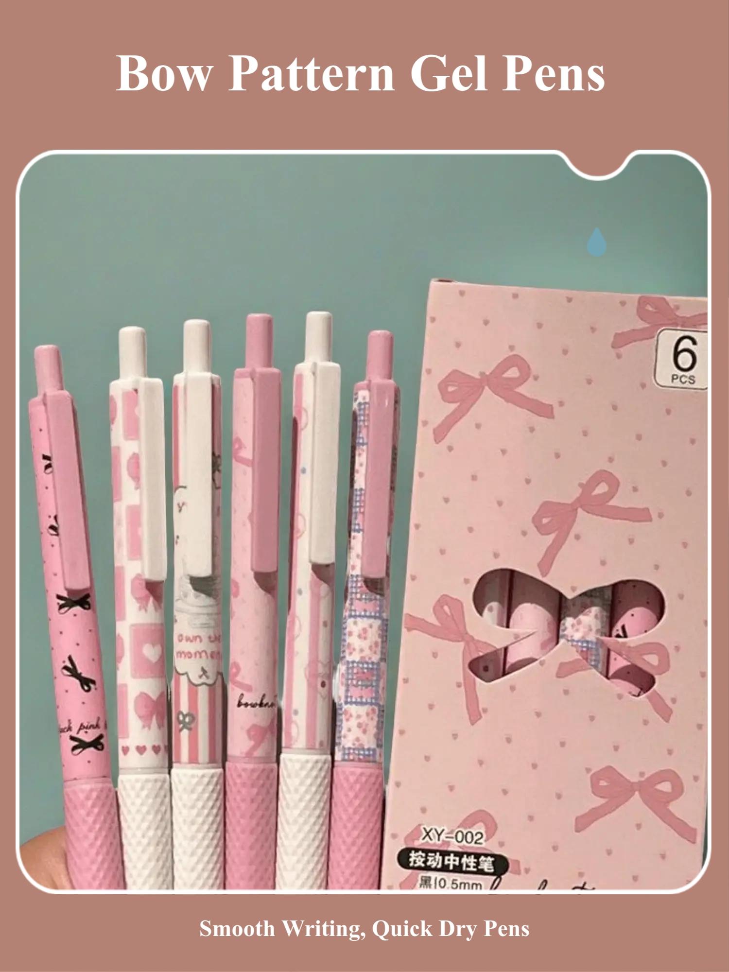 Bow Pattern Press Gel Pen, 6/12/18-Count Quick-Drying Gel Pen Set, Smooth Writing Gel Ink Pens for Home, Office and School, Japanese Aesthetic Stationery Supplies