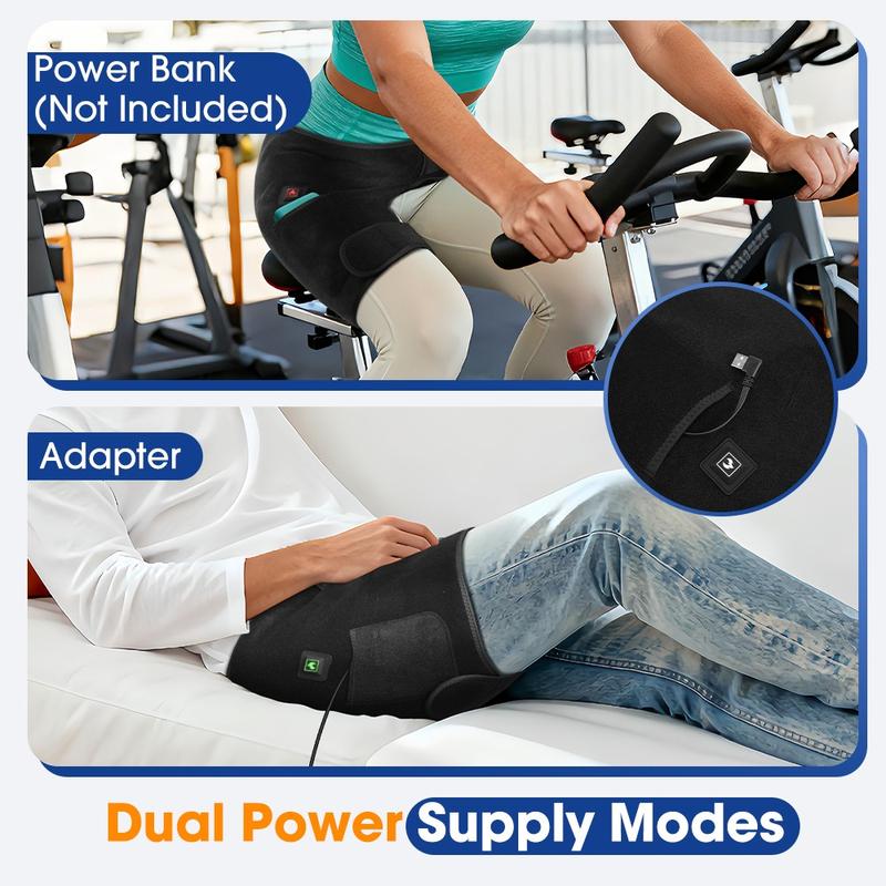 Light Heat Hip & Thigh Wrap, 660nm LED Bulbs, 3 Modes, Hip Heating Pad, Hip Joint Heating Massager, USB Powered（Battery not Include）