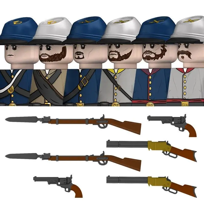 Military American Civil War Soldier Building Blocks Army Figures US Artillery Federal infantry cavalry Weapons Bricks Toys Kids