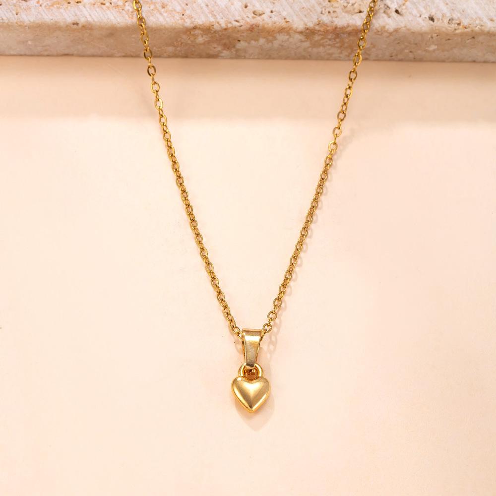 Single Pendant Popular Stainless Steel Necklace, Light Luxury Niche Style, Smooth Heart-Shaped Titanium Steel Accessories, DIY Jewelry